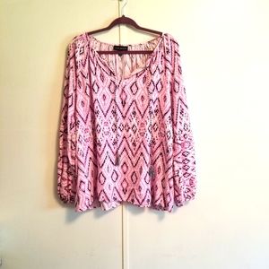 Lane Bryant top, pink, wt, and blk, fun print, size 16